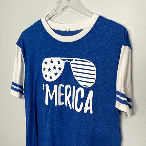 'Merica Blue Baseball Style T-Shirt Unisex XL - Picture 2 of 5